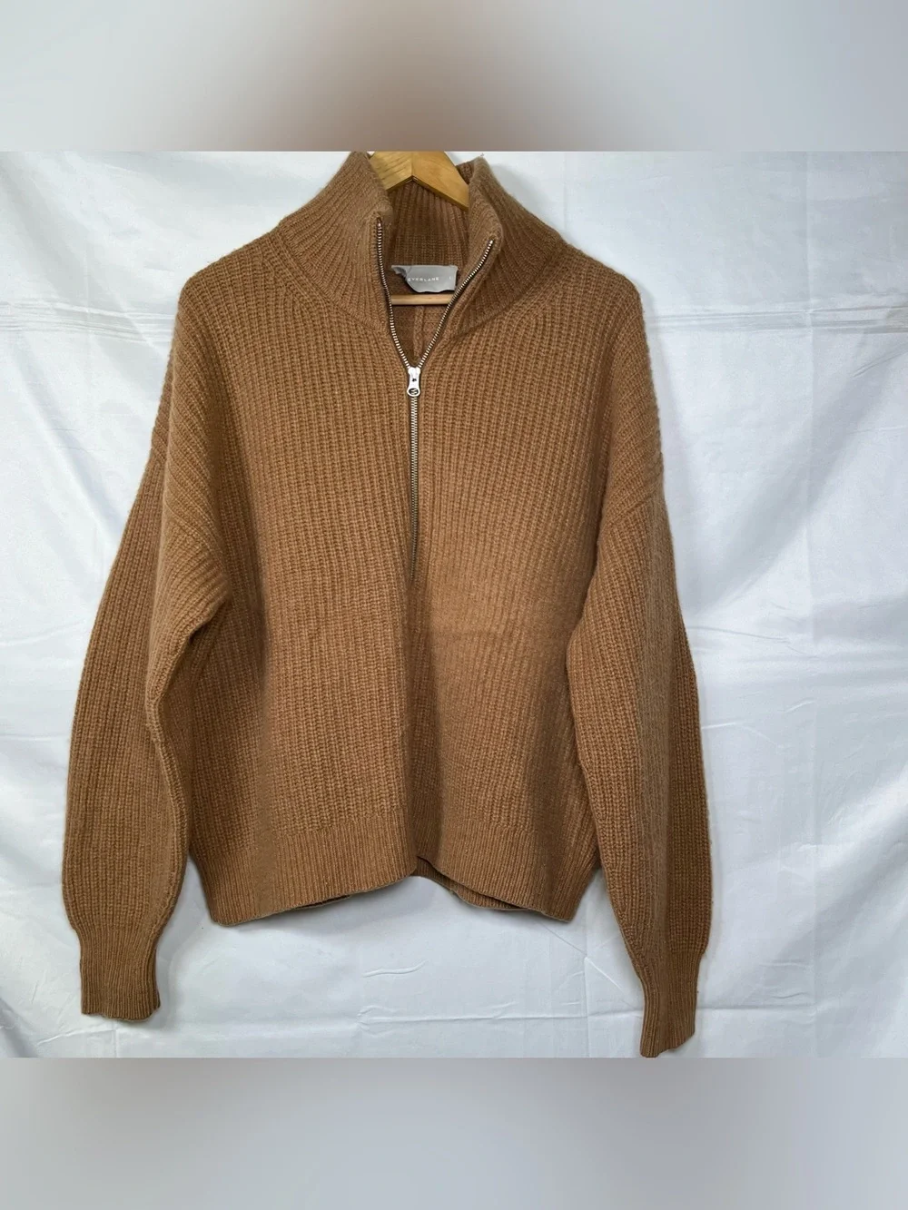 Everlane‎ The Felted Merino Half-Zip Sweater ribbed knit Size L